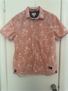 Men's Short-Sleeve Button-Down Shirt Palm Print
